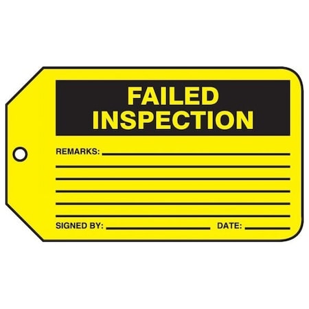 Accuform Safety Tags, FAILED INSPECTION, 5.75in x 3.25in, RP-Plastic, 5PK MMT343PTM